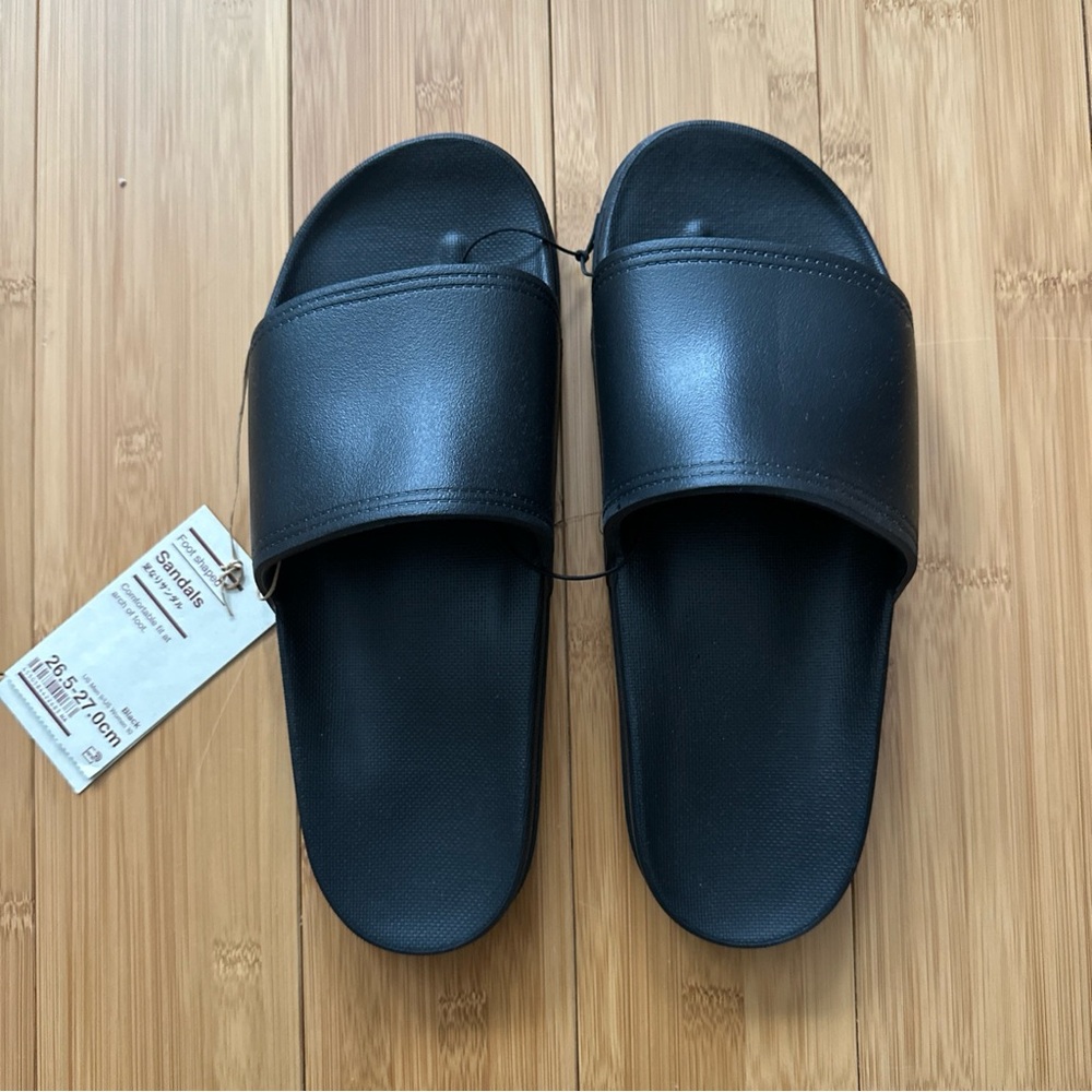 NWT Black MUJI Foot Shaped Sandals Slippers Unisex 26.5-27cm US Men 9 Women 10